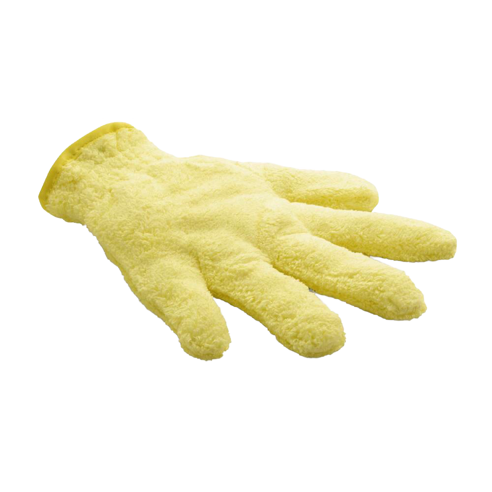 Yellow high-performance dusting glove with extra-long fibers designed to attract dust and allergens, featured in Home & Decor, Household Cleaning, and Best Sellers collections.