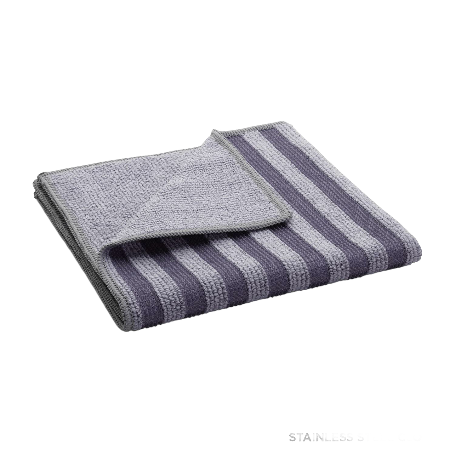 Folded microfiber cleaning cloth featuring alternating light gray textured fabric and dark gray stripes, designed for chemical-free cleaning, ideal for Home & Decor, Household Cleaning, and Best Sellers collections.