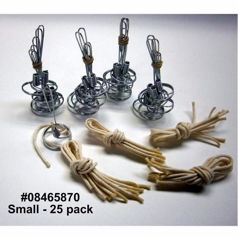 Set of handcrafted small steel wick holders and braided cotton wicks for votive oil lamps, made in USA, featured in Lamps & Lighting, Oil Lamps, Olive Oil Lamps, Best Sellers, and Promo Eligible collections.