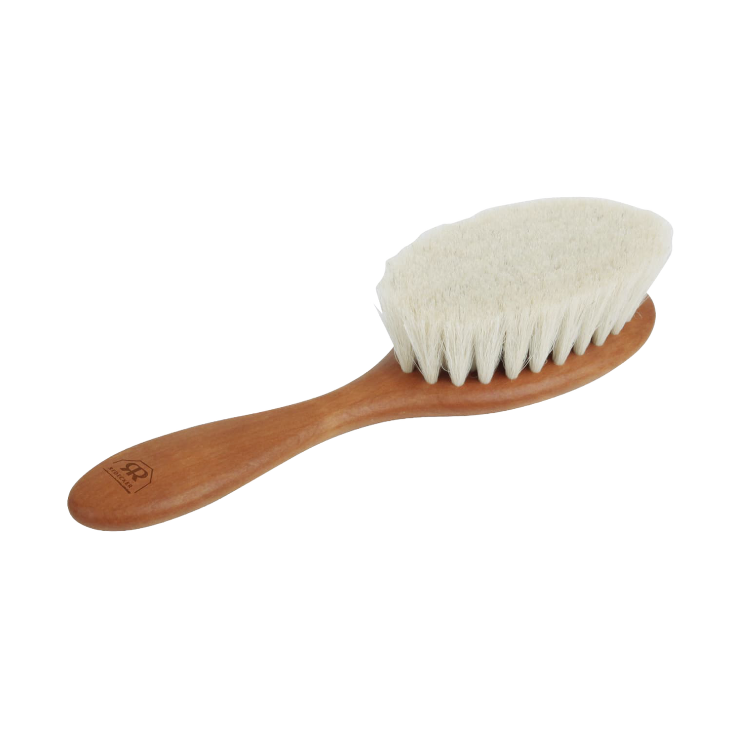 Handcrafted baby hairbrush featuring ultra-soft goat hair bristles and oiled pearwood handle, designed for gentle scalp care in Health & Wellness, Grooming, and Best Sellers collections.