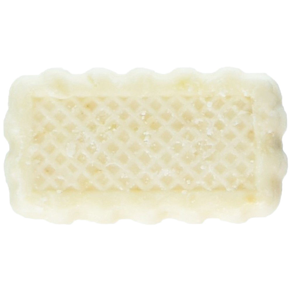 Rectangular handmade soap bar with a textured lattice pattern in a natural off-white color, designed for gentle skin care in health and grooming collections.