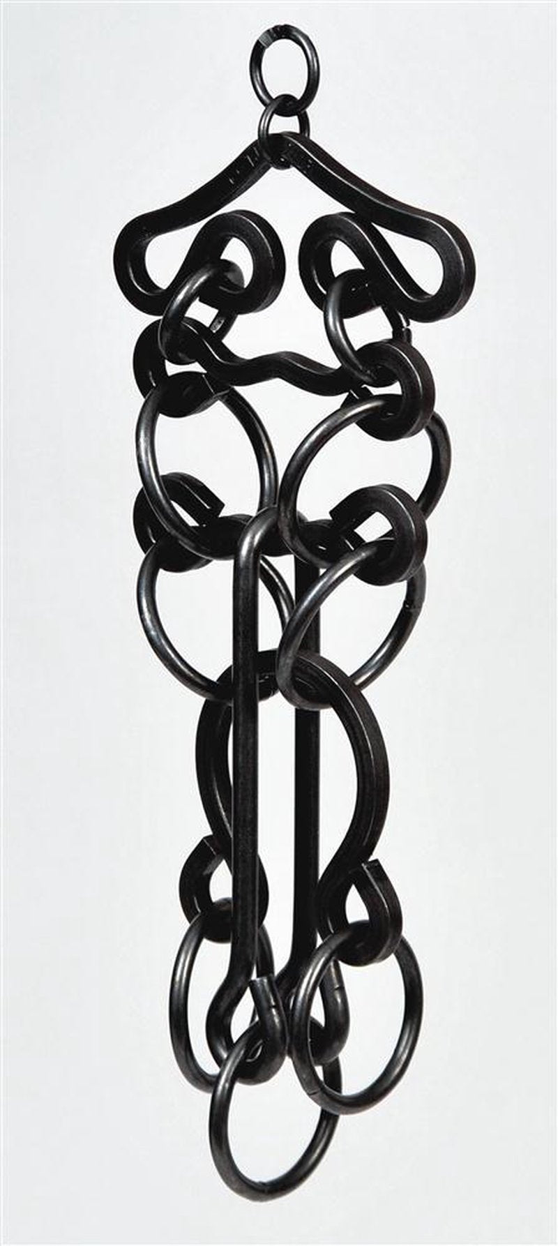 Intricate handcrafted black metal tavern puzzle featuring interlocking rings and loops, a challenging game piece from the Toys, Books & Games and USA Made collections.