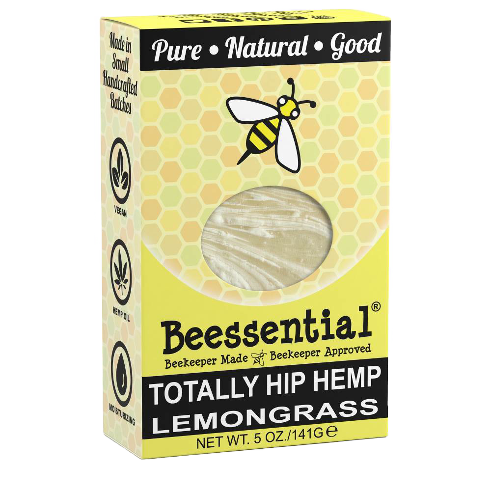 Handcrafted natural soap bar in lemongrass scent with hemp oil, made in small batches in the USA, featuring vegan ingredients, perfect for Health & Wellness, Grooming and Personal Hygiene collections.