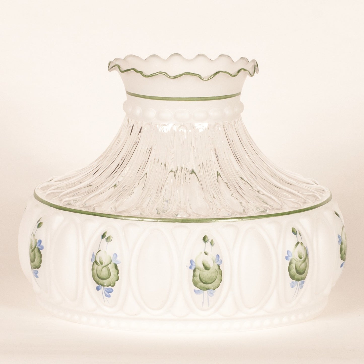 Handcrafted 10-inch glass lamp shade featuring soft light diffusion and elegant green rose designs, ideal for lamps and lighting, parts and accessories, and best sellers collections.