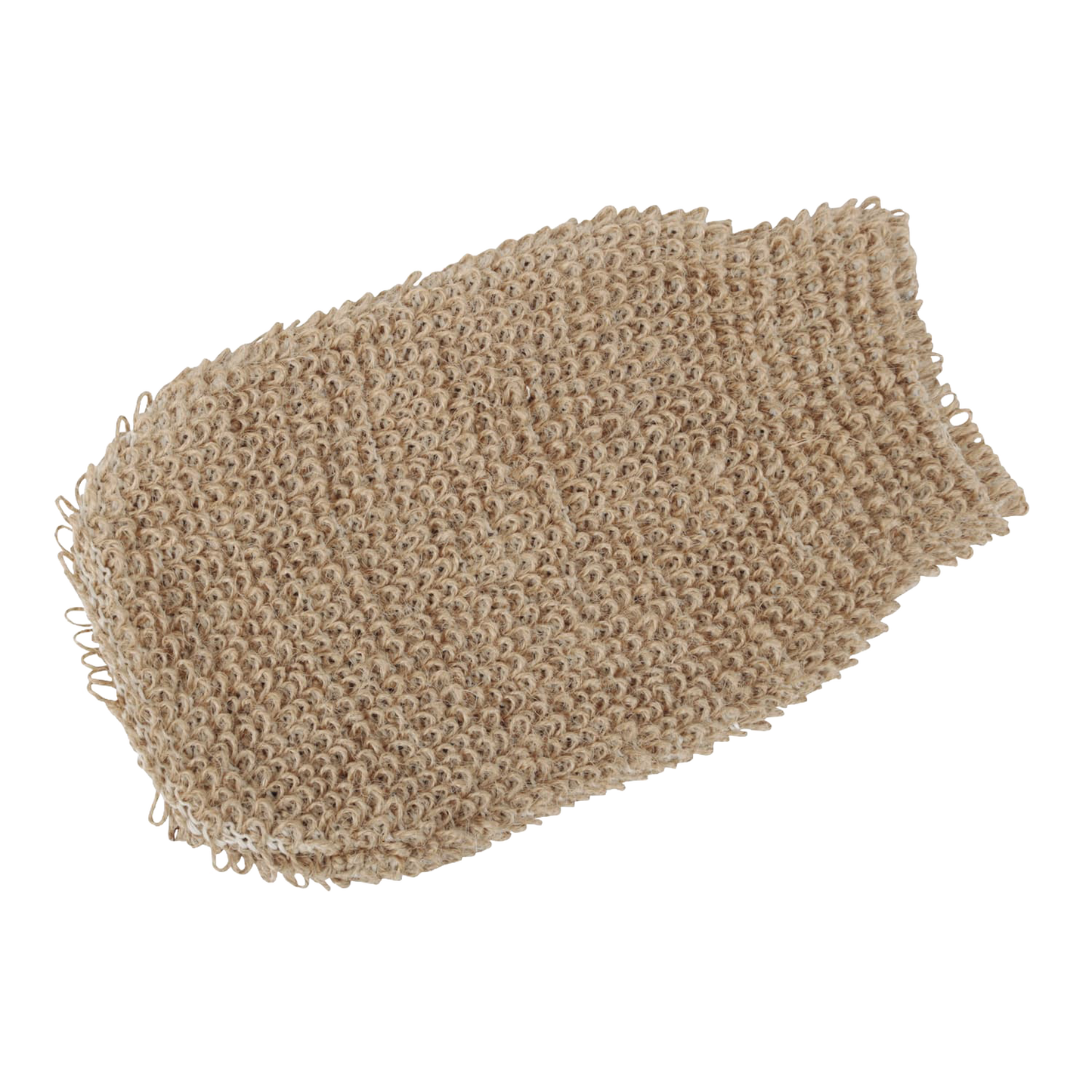 Beige exfoliating glove made from a flax and cotton blend with a firm textured surface, ideal for invigorating skin massage in Health & Wellness and Grooming collections.