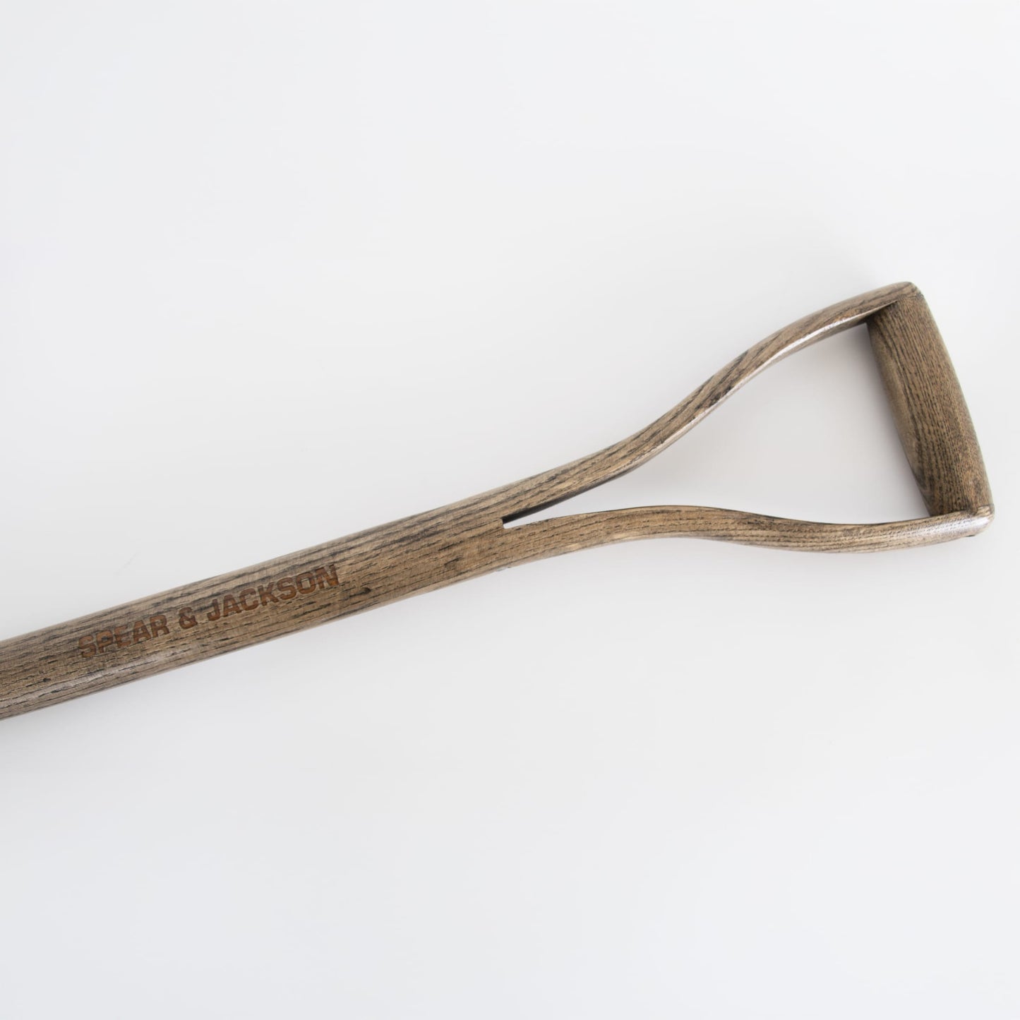 Weatherproof hardwood D-grip handle with ergonomic shape and brushed finish, designed for comfortable use in Farm, Garden & Tool and Digging and Cultivating collections.