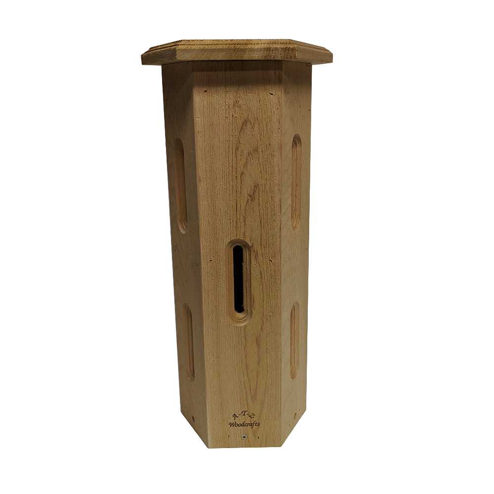 Natural unfinished cedar butterfly house with seven narrow entrances, handcrafted in the USA, ideal for attracting butterflies in Farm, Garden & Tool, and Garden Accessories collections.