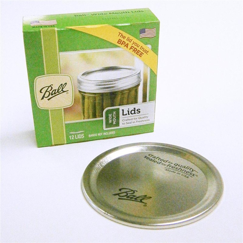Box of twelve BPA-free wide-mouth lids for home canning jars, crafted in USA for secure sealing in food preservation and kitchen & food collections, featured in best sellers and promo eligible.