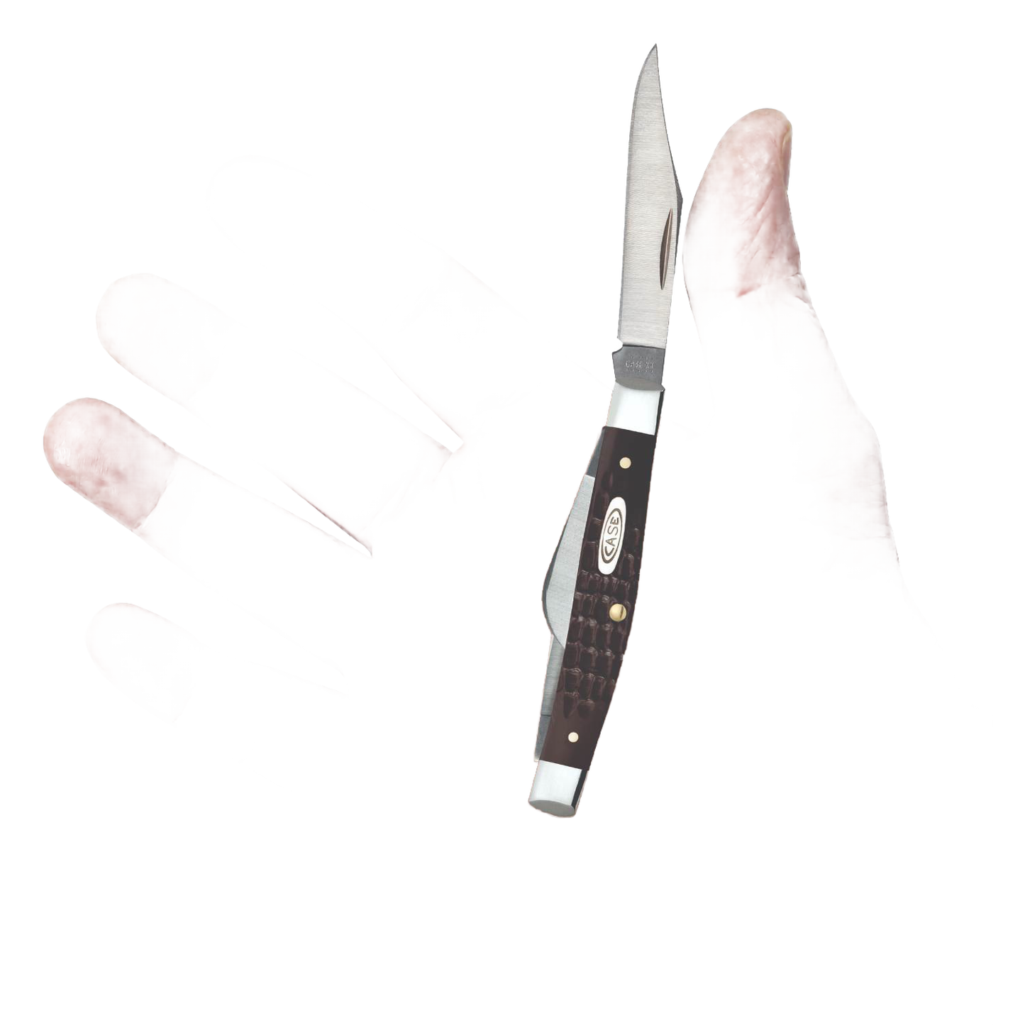 Handcrafted medium stockman knife with brown synthetic handle and sloped bolster, made in USA, featured in Farm, Garden & Tool and Traditional Pocket Knives collections.