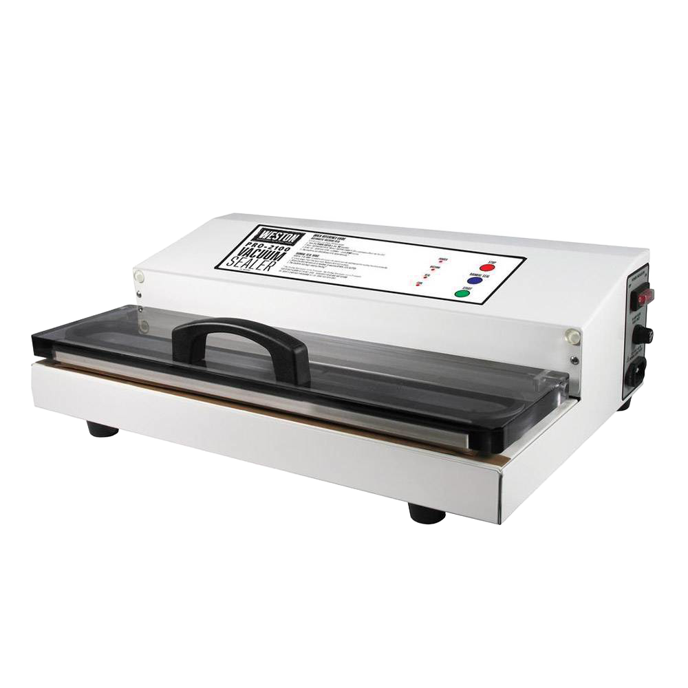 Commercial-grade vacuum sealer with a sturdy metal body and clear sealing lid, designed for premium food preservation in Kitchen & Food and Food Preservation collections.