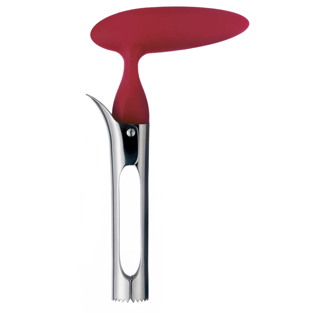 Apple corer with ergonomic red handle and stainless steel coring tube featuring an easy-release lever, designed for Farm, Garden & Tool and Kitchen & Food collections.