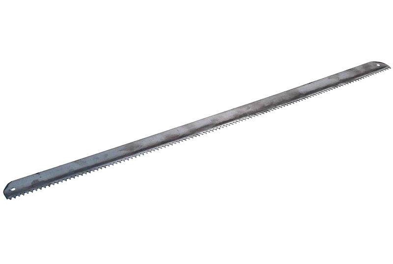 Hand-forged replacement bucksaw blade with razor-sharp teeth and mounting holes, made in USA for rugged farm, garden, and woodworking tasks in homesteading and hardware collections.