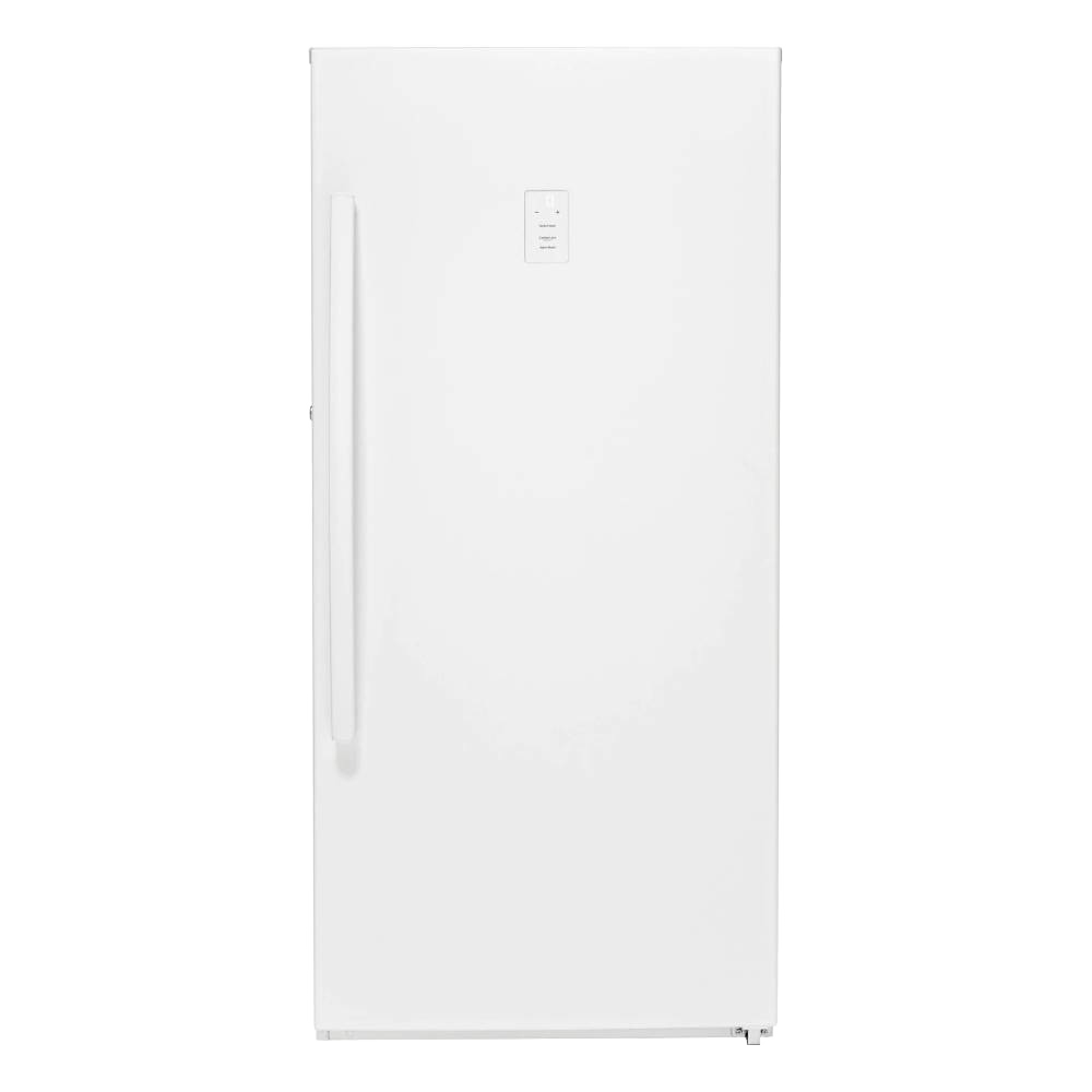 Tall white upright freezer with a long vertical handle and simple control panel, handcrafted and Amish made in the USA, featured in Appliances, USA Made, Refrigerators and Freezers, and Best Sellers collections.