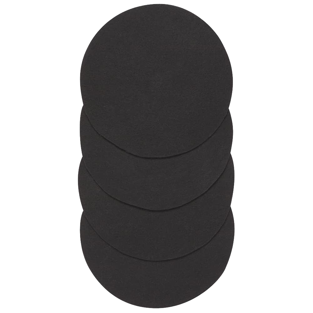 Set of four round activated charcoal replacement filters designed to fit vintage-style compost bins, helping control odors in kitchen composting; part of Farm, Garden & Tool and Kitchen Accessories collections.