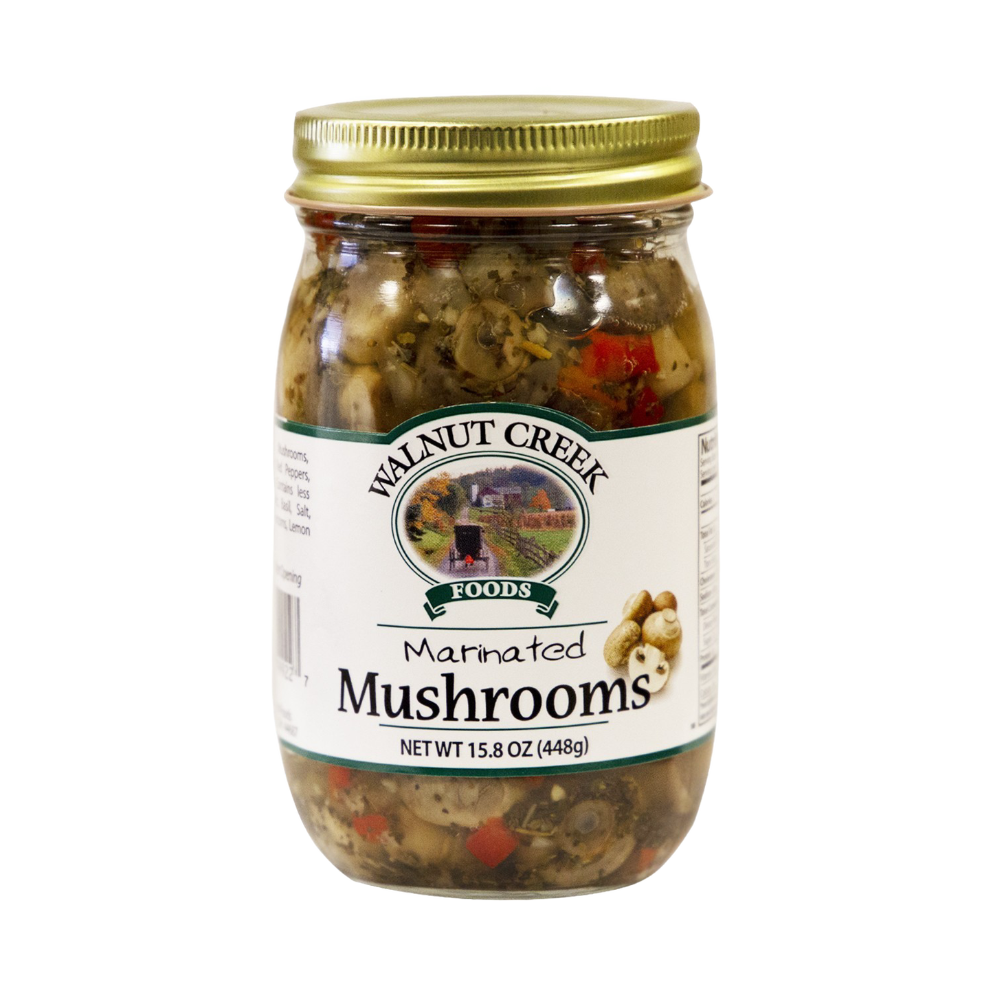 Handcrafted jar of marinated mushrooms with red peppers, onions, and spices, made in USA, perfect for Kitchen & Food, Pantry, Snacks and Sweets, and Best Sellers collections.