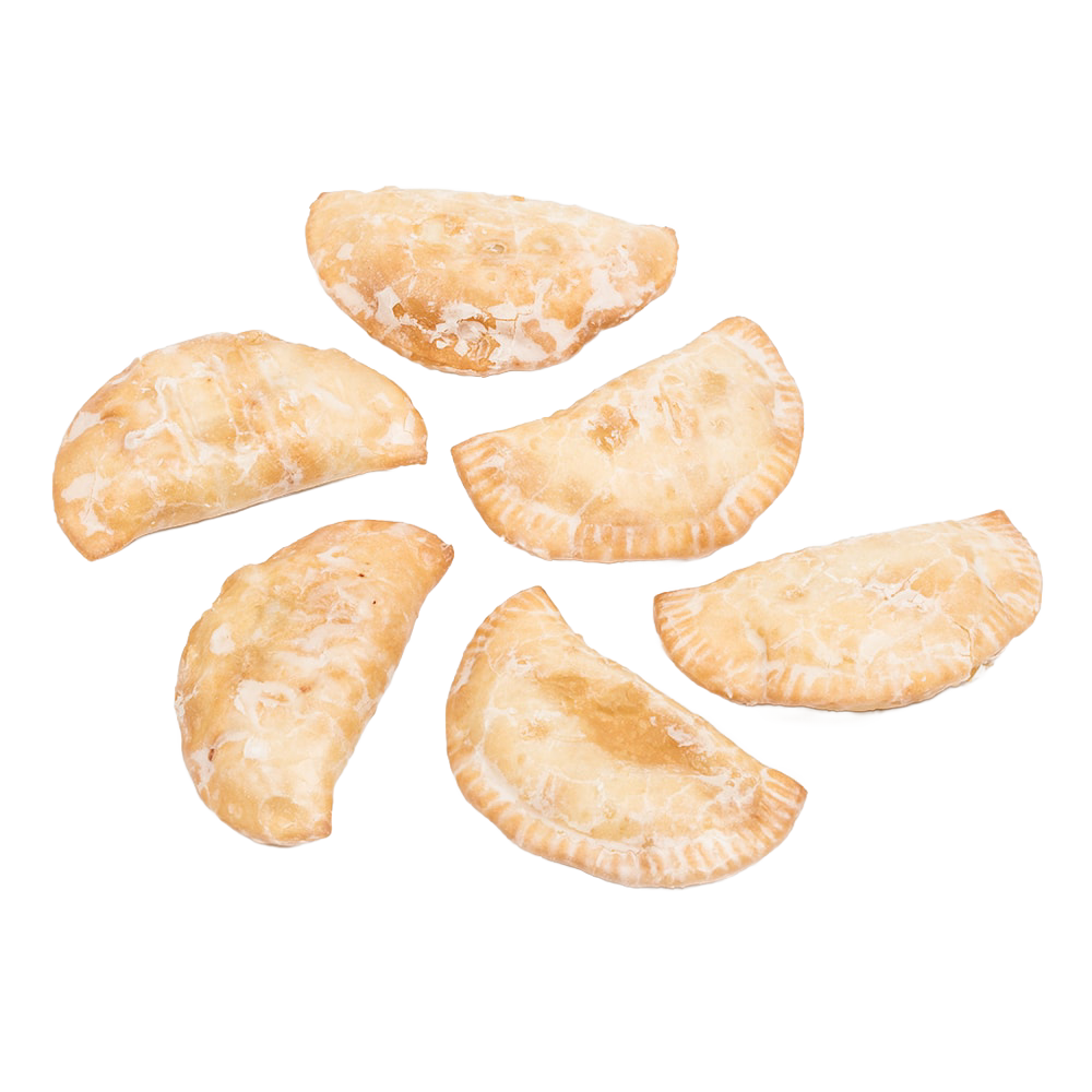 Six handmade cherry fry pies with a golden crust and powdered sugar dusting, perfect for Kitchen & Food, Snacks and Sweets, USA Made, Best Sellers, and Promo Eligible collections.