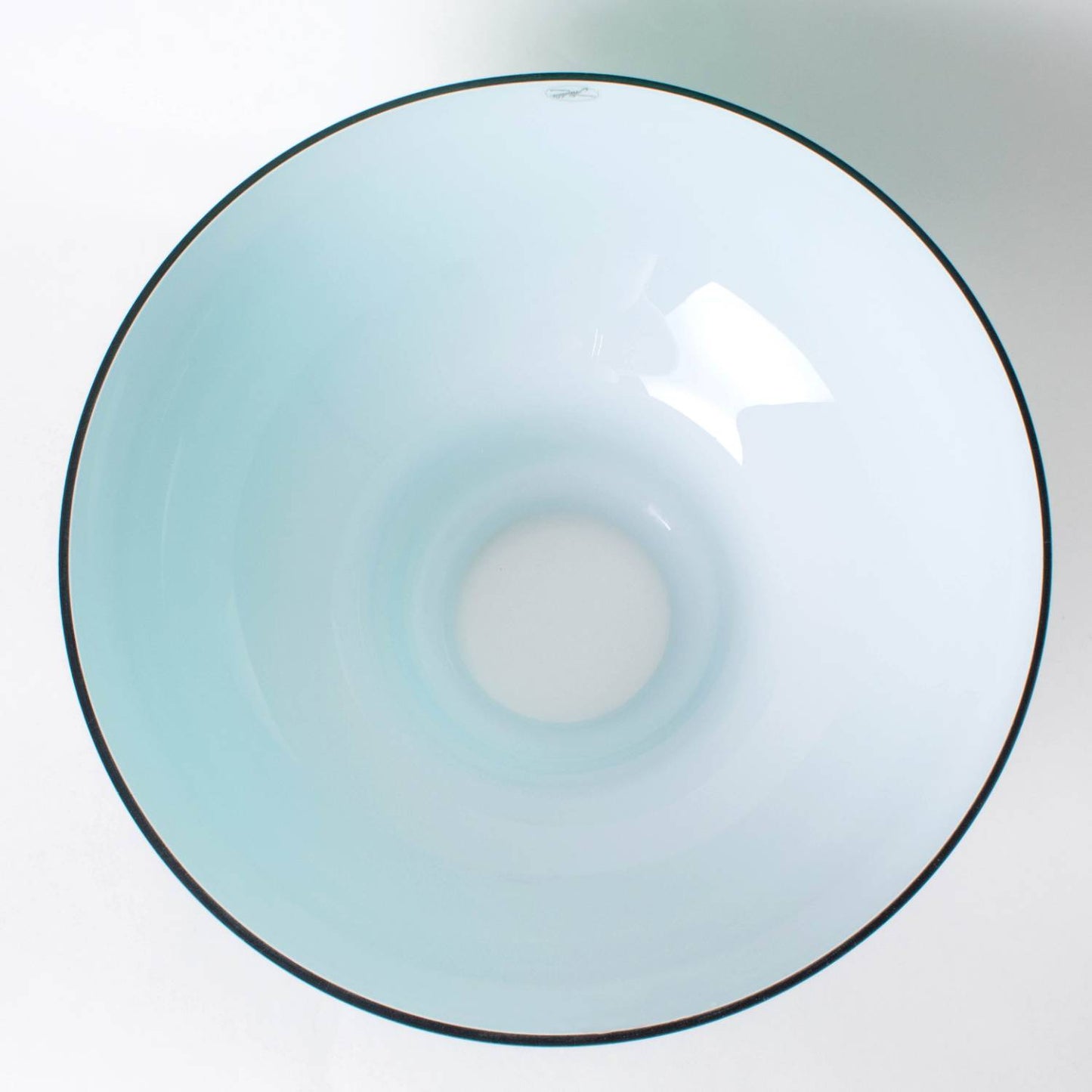 Smooth white enamel lamp shade with a subtle blue tint and black rim, designed for hanging lamps, featured in Lamps & Lighting, Parts and Accessories, and Lamp Shades collections.
