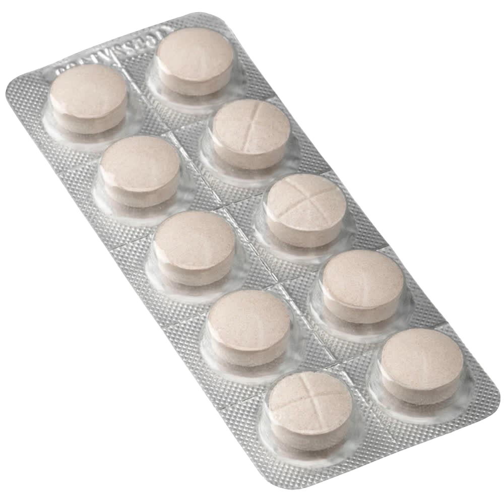 Blister pack of ten round beige tablets with scored surfaces, designed for cheese making and suitable for Kitchen & Food, Specialty Equipment, DIY Cheese and Yogurt, Best Sellers, and Promo Eligible collections.
