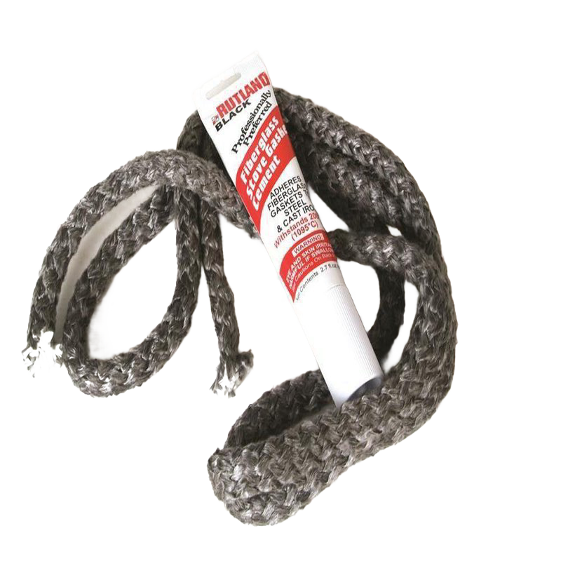 Handcrafted replacement stove gasket kit featuring seven feet of braided fiberglass rope and a 2.7 oz tube of high-temperature gasket cement, designed for airtight wood stoves in Stoves, Hearth Accessories, and Best Sellers collections.