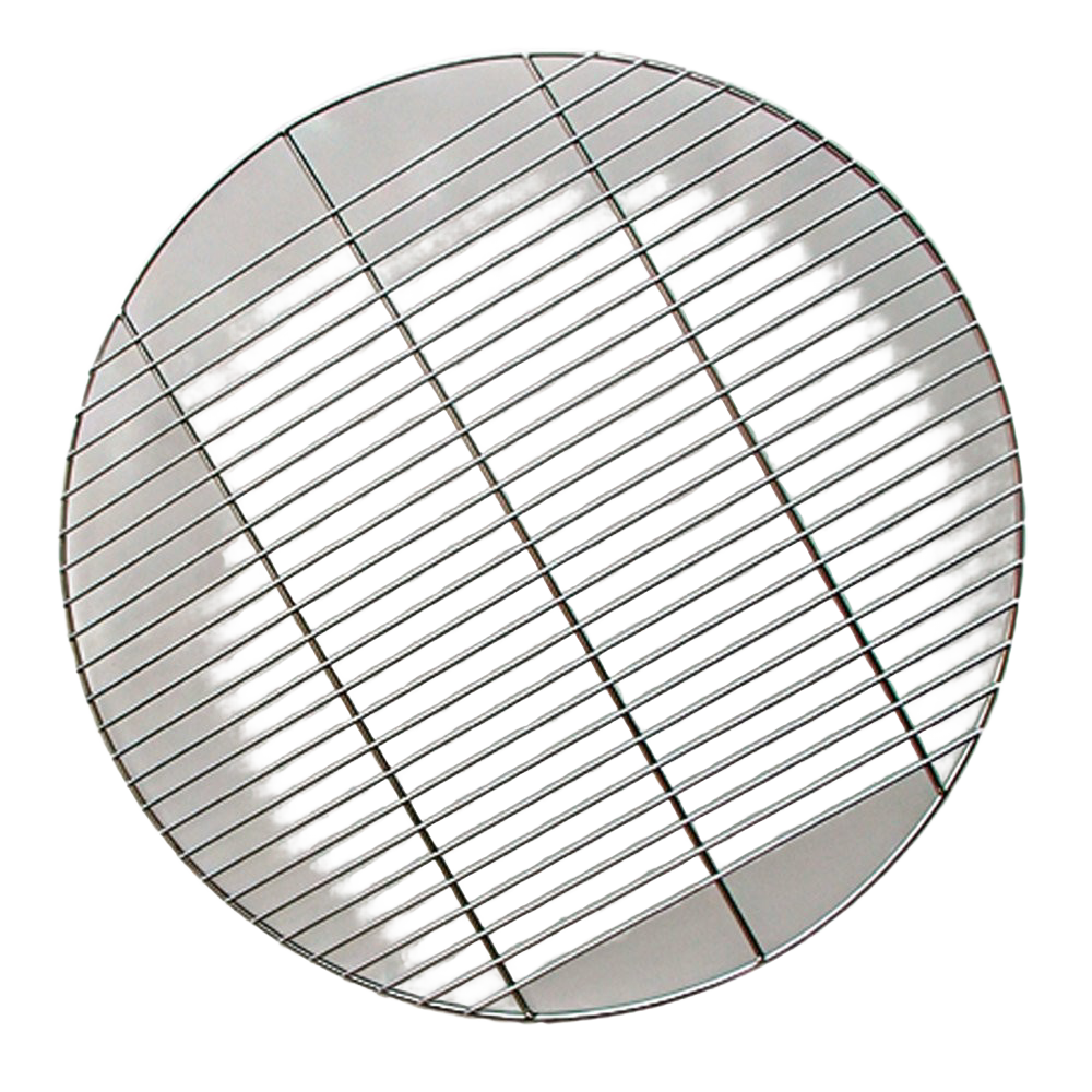 Round chrome-plated steel grill grate with heavy-duty wire construction and three sturdy crossbars, suitable for fire pits and outdoor grilling in Farm, Garden & Tool, Camping, and Grilling collections.