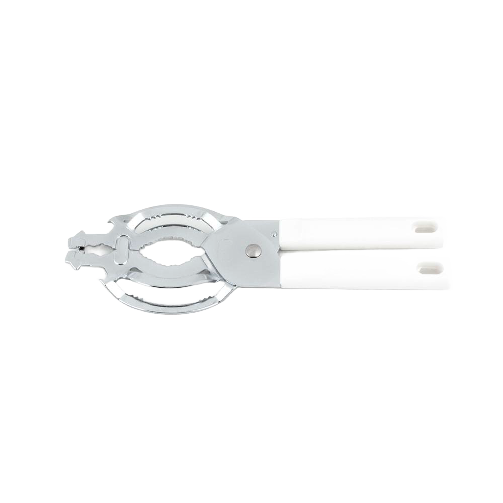 Durable chromed steel jar and bottle opener with white handles, designed for effortless lid removal, ideal for Kitchen & Food, Kitchen Gadgets, and Best Sellers collections.