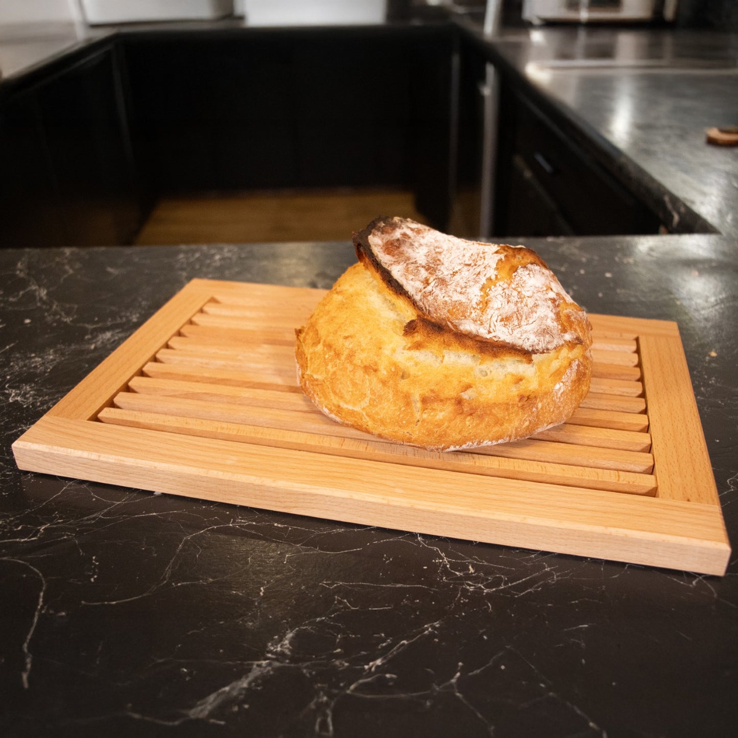 German-Made Bread Board with Crumb Tray – 16"x10"