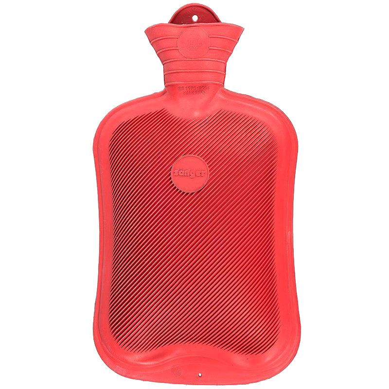 Classic red rubber hot water bottle featuring extra-fine ribbing for gentle heat and burn prevention, crafted for Health & Wellness, Health Remedies, Best Sellers, and Promo Eligible collections.