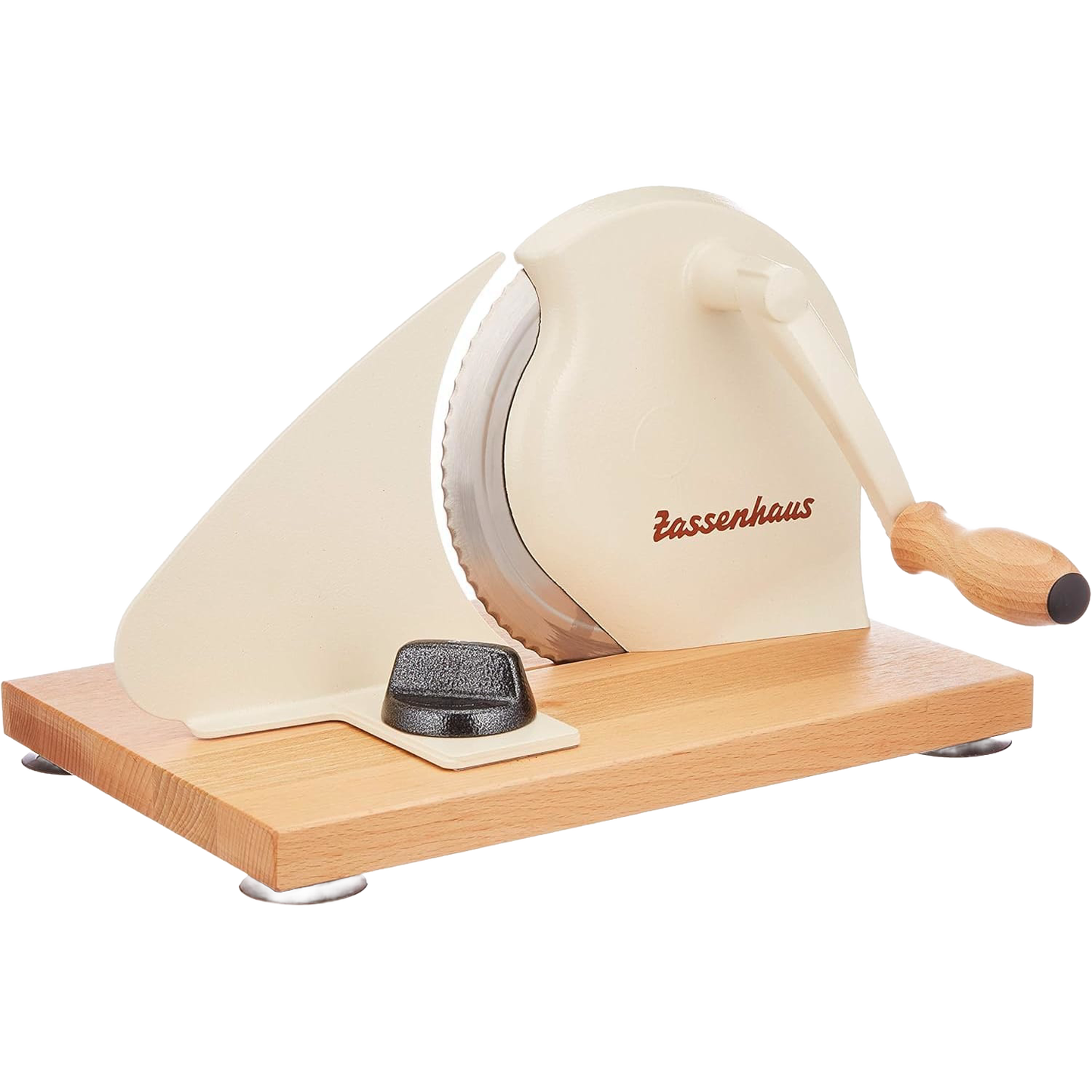 Manual bread slicer featuring a sharp stainless steel blade, easy hand crank with wooden handle, and sturdy wooden base, ideal for Kitchen & Food, Choppers and Cutters, and Best Sellers collections.