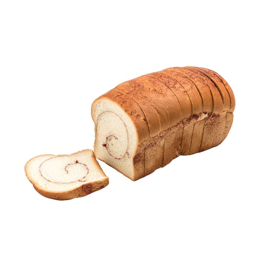 Sliced loaf of handcrafted cinnamon bread with a soft, buttery texture and spiral cinnamon filling, featured in Kitchen & Food, Snacks and Sweets, USA Made, and Best Sellers collections.