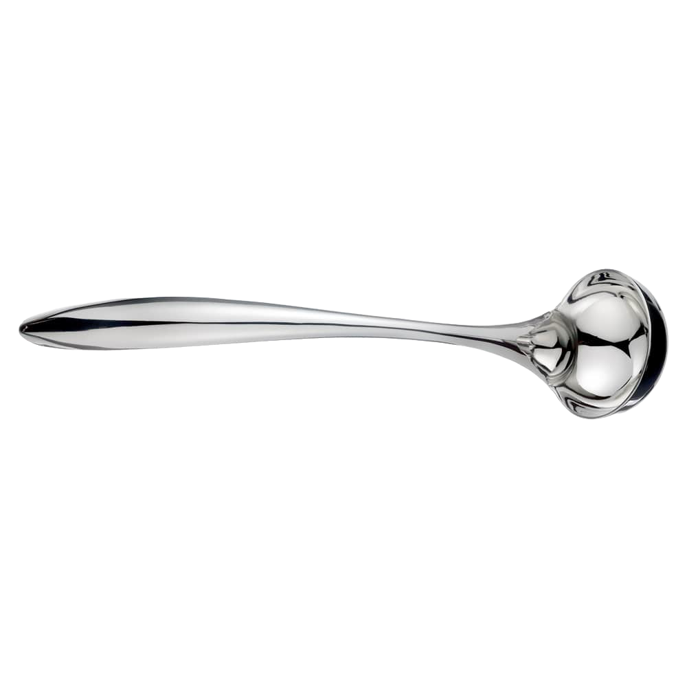 Sleek small ladle crafted from heavy gauge stainless steel with a polished mirror finish, designed for easy soup and stew serving in Kitchen & Food, Storage and Serving, and Best Sellers collections.