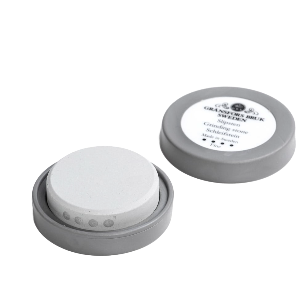 Round ceramic sharpening stone with gray protective case, handcrafted in Sweden, suitable for Farm, Garden & Tool, Knives & Axes, Accessories & Maintenance, Best Sellers, and Promo Eligible collections.