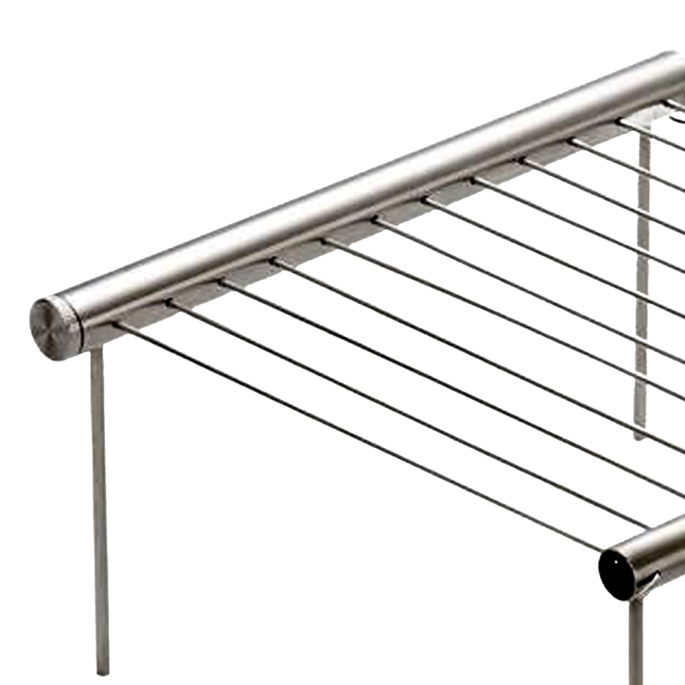 Close-up view of a stainless steel portable grill rack designed for compact outdoor cooking, ideal for camping, grilling, and included in Farm, Garden & Tool and Stoves collections.