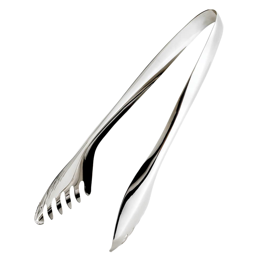 Heavy gauge stainless steel salad tongs with claw edges and mirror finish, designed for easy serving in Kitchen & Food, Storage and Serving, Best Sellers, and Promo Eligible collections.