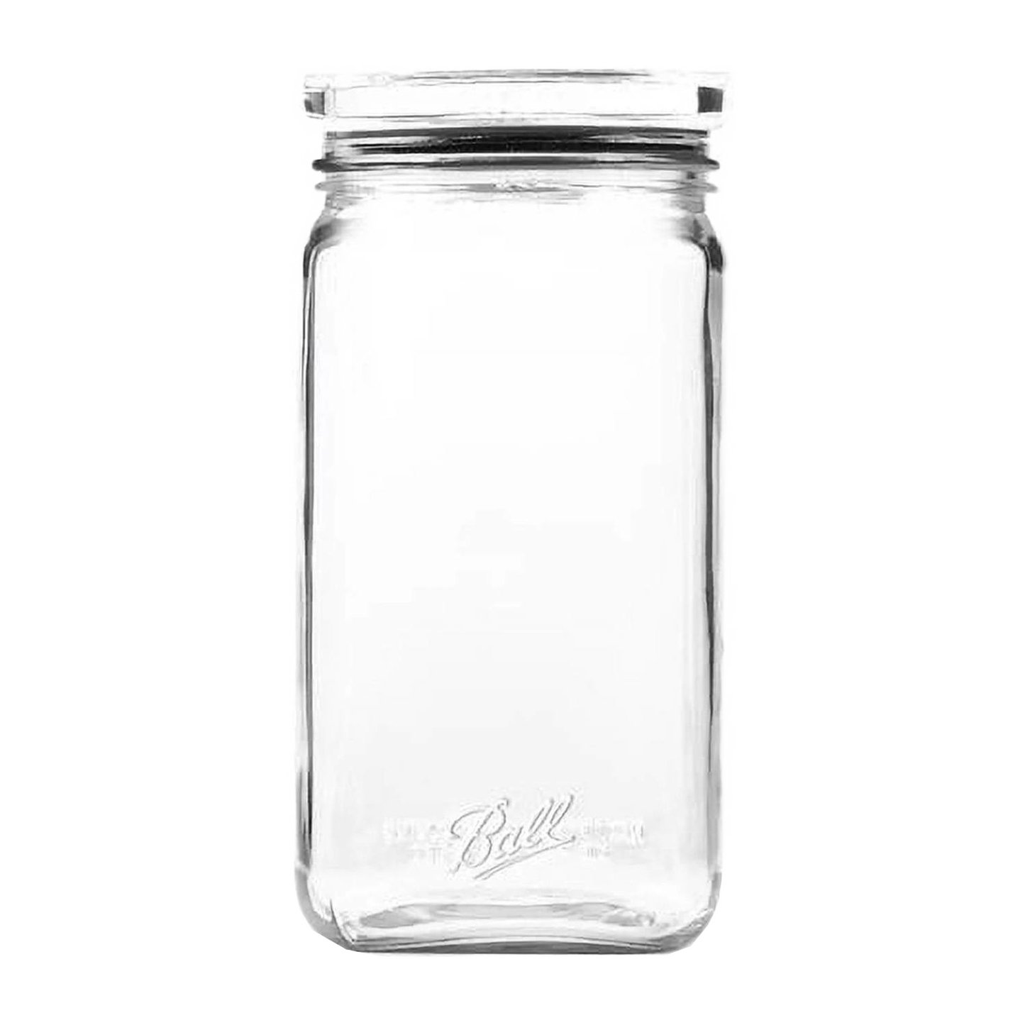 Clear stackable Ball glass jar with airtight silicone-sealed lid and super-wide mouth, ideal for organizing kitchens and pantries in Home & Decor, Kitchen & Food, and Storage collections.