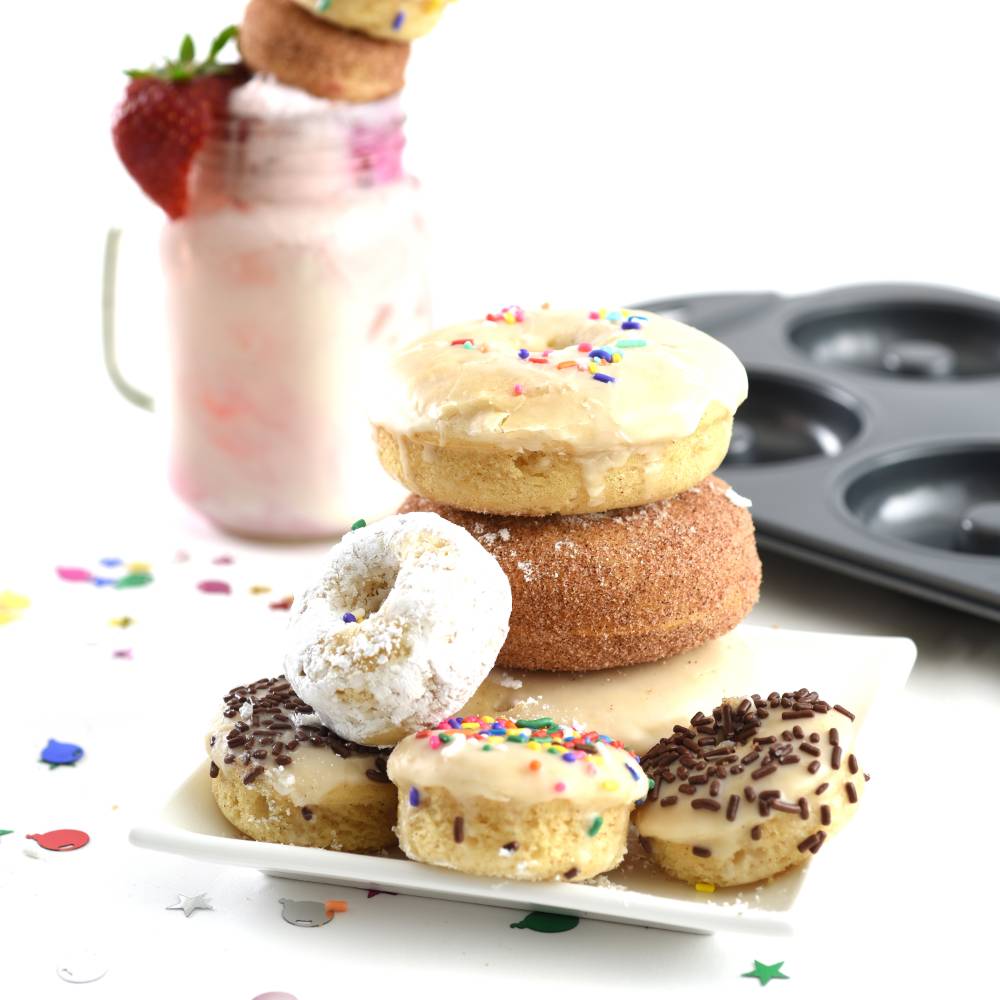 Handcrafted donut pan with six nonstick cavities for perfectly sized 3-1/2 inch donuts, ideal for low-fat recipes, featured in Kitchen & Food, Cookware, Baking Supplies, Kitchen Gadgets, Cooking and Baking Helpers, Best Sellers, and Promo Eligible collections.