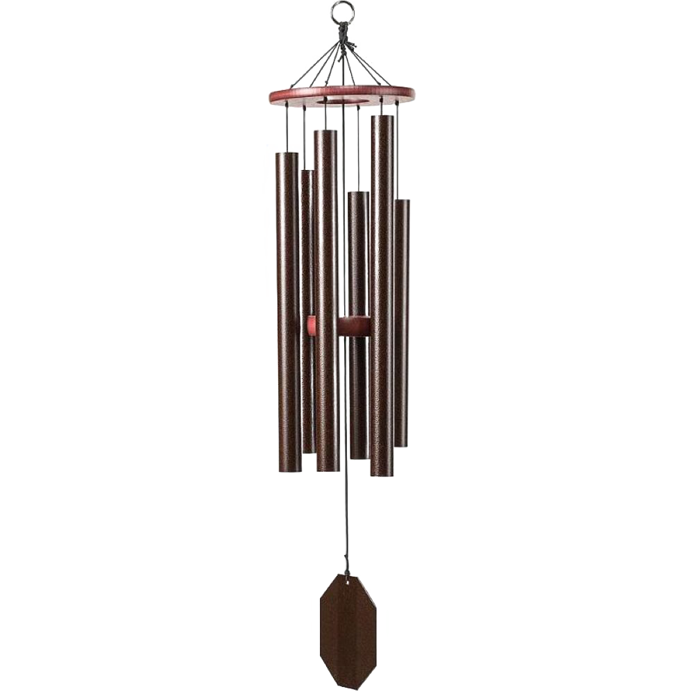 Handcrafted Amish made wind chime with six powder-coated aluminum chimes and poly wood accents, designed for lasting beauty in Home & Decor and Garden Accessories collections.