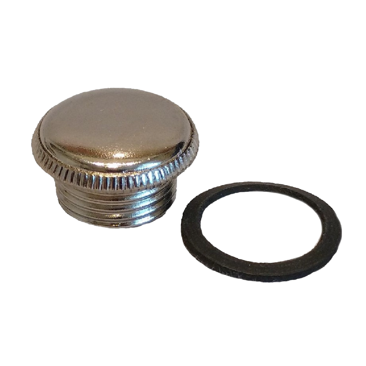 Handcrafted nickel-plated brass oil lamp filler plug with threaded design and accompanying gasket, part of Lamps & Lighting, Parts and Accessories, and Promo Eligible collections.