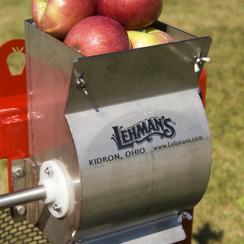 Stainless steel apple grinder with cast iron flywheel and smooth nylon bearings, designed for efficient fruit crushing in Farm, Garden & Tool and Apple Harvest Supplies collections.