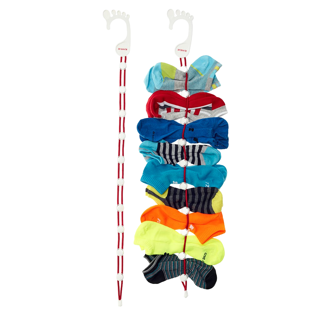 Set of two handcrafted SockDock organizers made with sturdy materials, each holding multiple pairs of colorful socks, designed for Laundry Supplies, Wash Day Accessories, and Home & Decor collections.