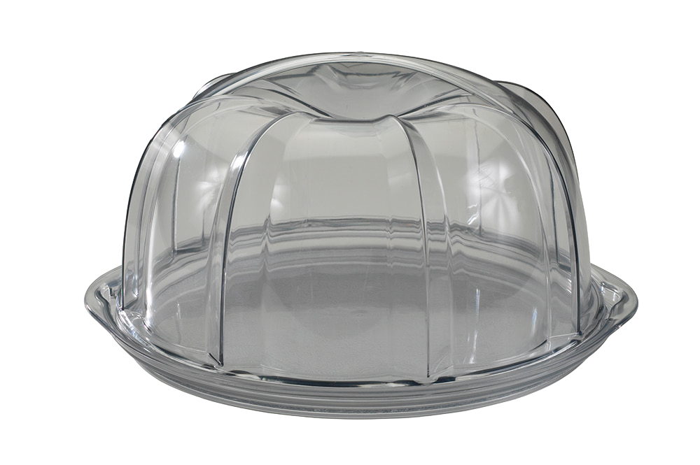 Clear BPA-free plastic bundt cake keeper with dome cover and base, designed for easy storage and transport, ideal for Kitchen & Food, Baking Supplies, Storage and Serving, USA Made collections.