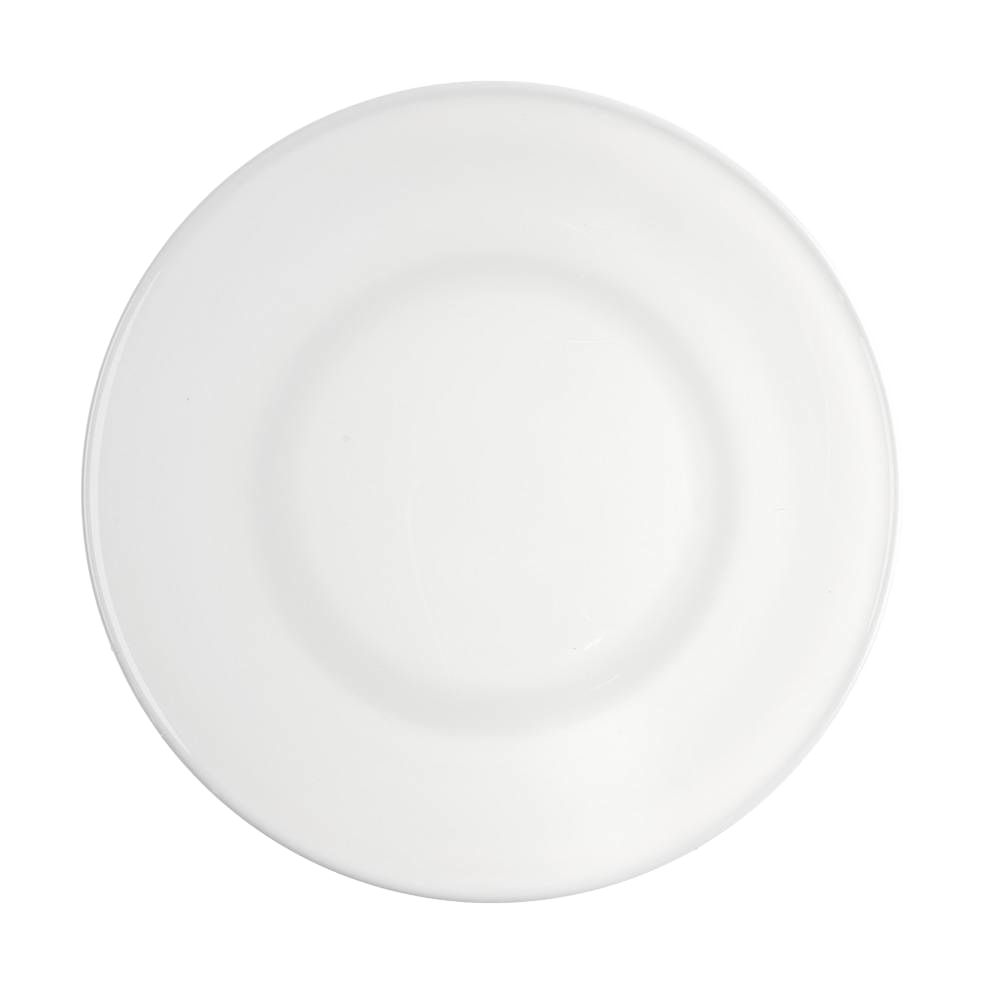 White handcrafted glass plate with a smooth, glossy surface, made in the USA, suitable for Kitchen & Food, Storage and Serving, USA Made, Best Sellers, and Promo Eligible collections.