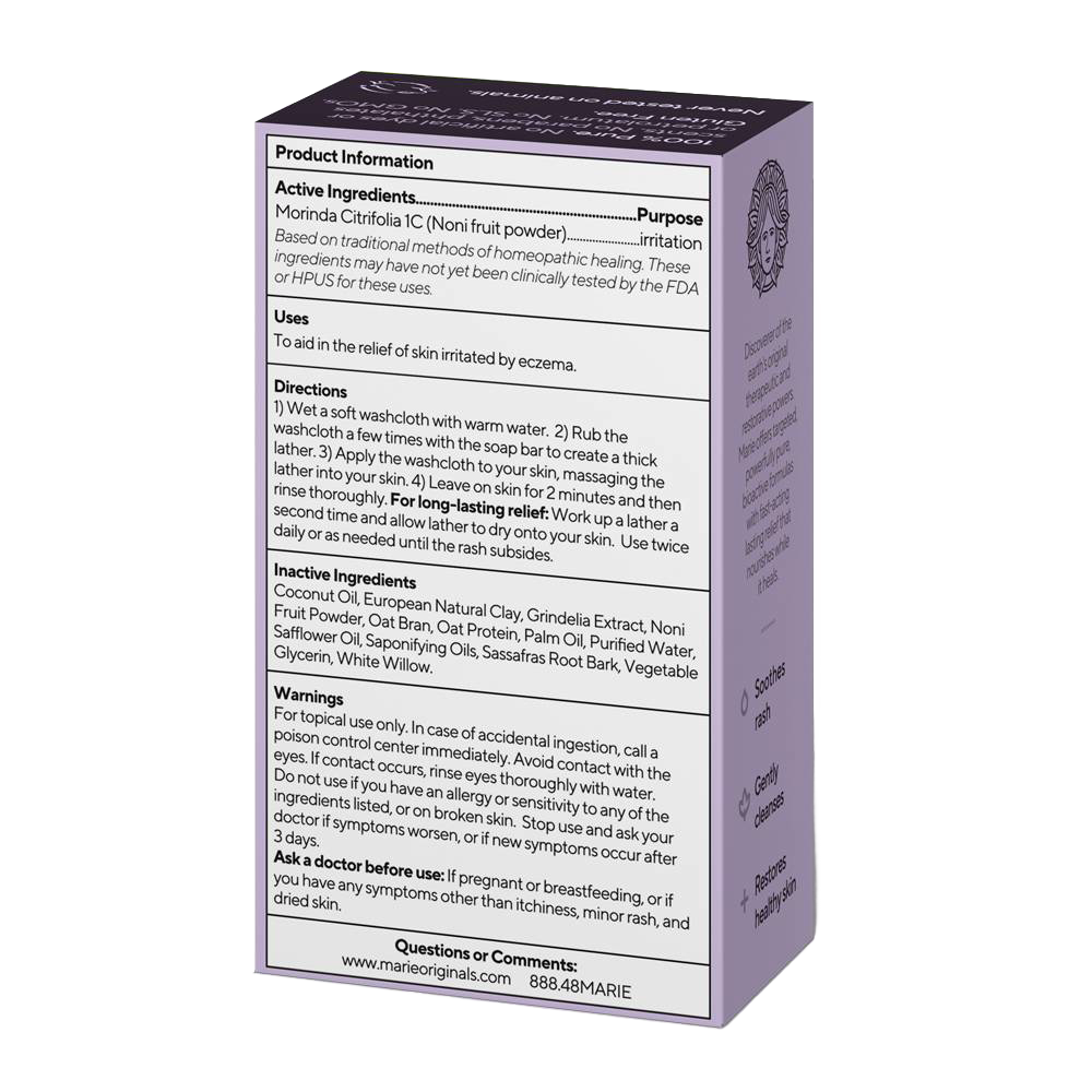 Handcrafted all-natural soap bar made in USA featuring moisturizing essential oils, designed to soothe and relieve eczema and psoriasis, part of Health & Wellness and Best Sellers collections.