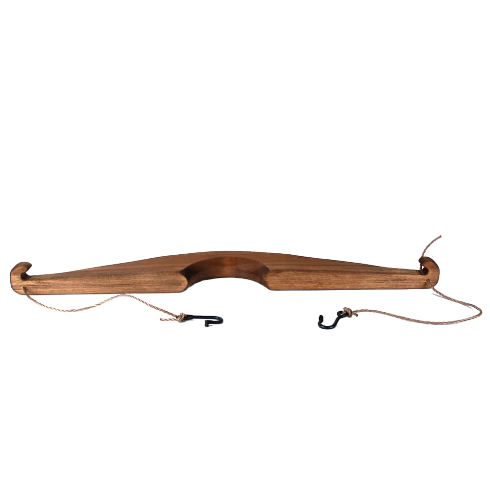 Handcrafted Amish made shoulder yoke carved from smooth poplar wood with attached ropes and hooks for carrying heavy loads comfortably, featured in Farm Tools and USA Made collections.