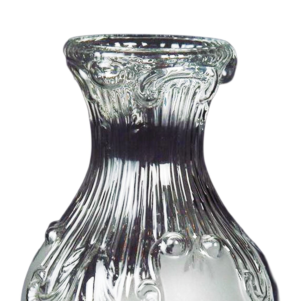 Handcrafted clear glass chimney featuring an embossed feather pattern, fitting #2 and #3 burners, perfect for Lamps & Lighting, Parts and Accessories, Chimneys and Globes, and Best Sellers collections.
