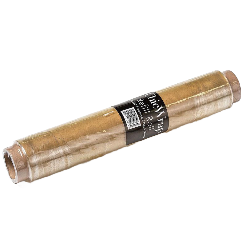 Two clear BPA-free plastic wrap refill rolls with kraft paper cores, designed for use in kitchen and food storage, serving, and best seller collections.