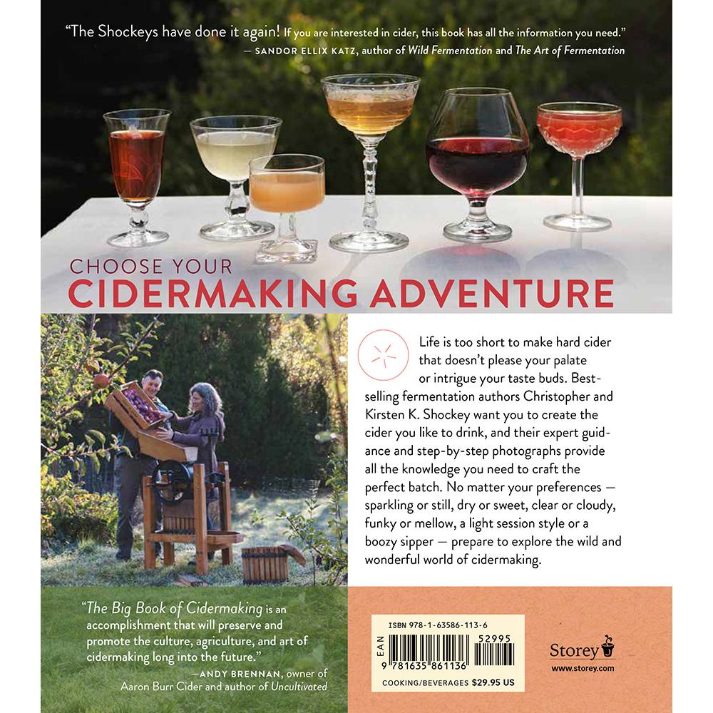 Back cover of a handcrafted cidermaking guide showcasing varied cider glasses filled with colorful drinks, featuring expert tips and detailed instructions, ideal for Toys, Books & Games and Home and Garden How-To Books collections.