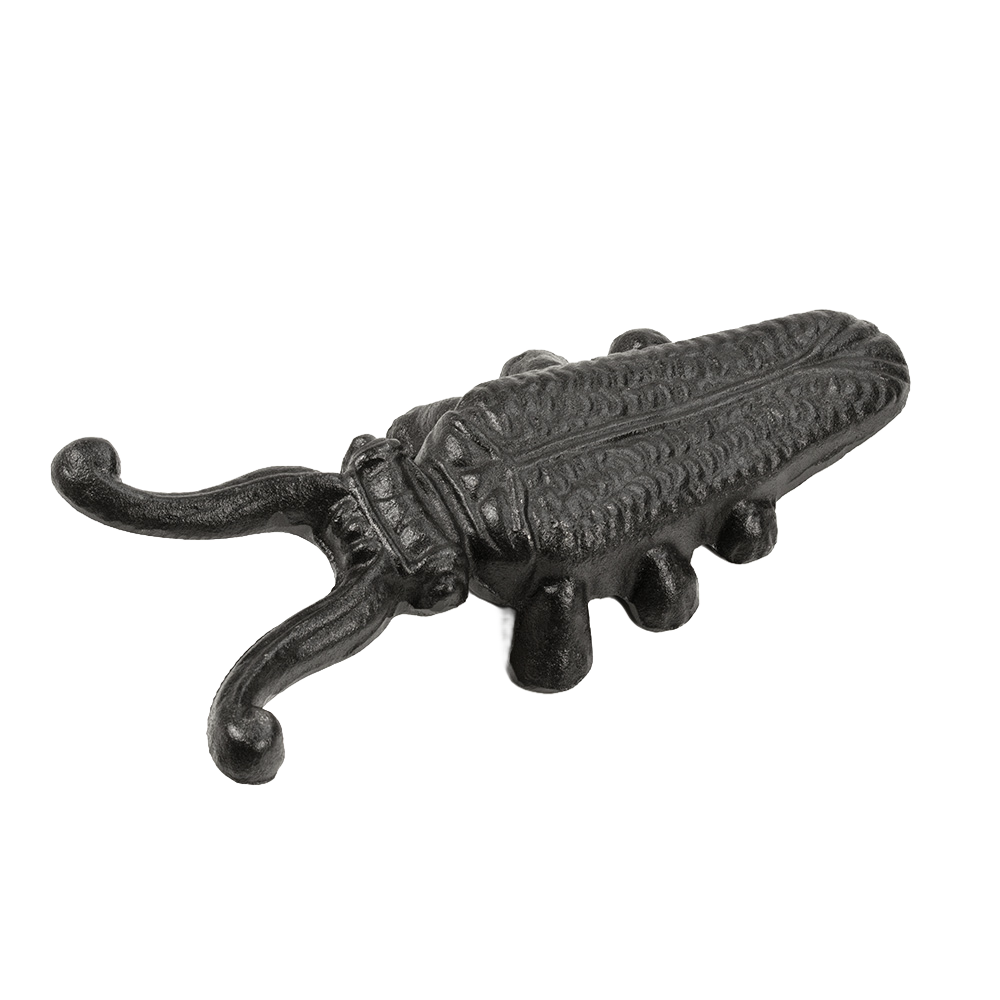 Black painted cast iron cricket-shaped boot jack with detailed texture, designed for easy boot removal, part of Home & Decor, Household Helpers, and Best Sellers collections.