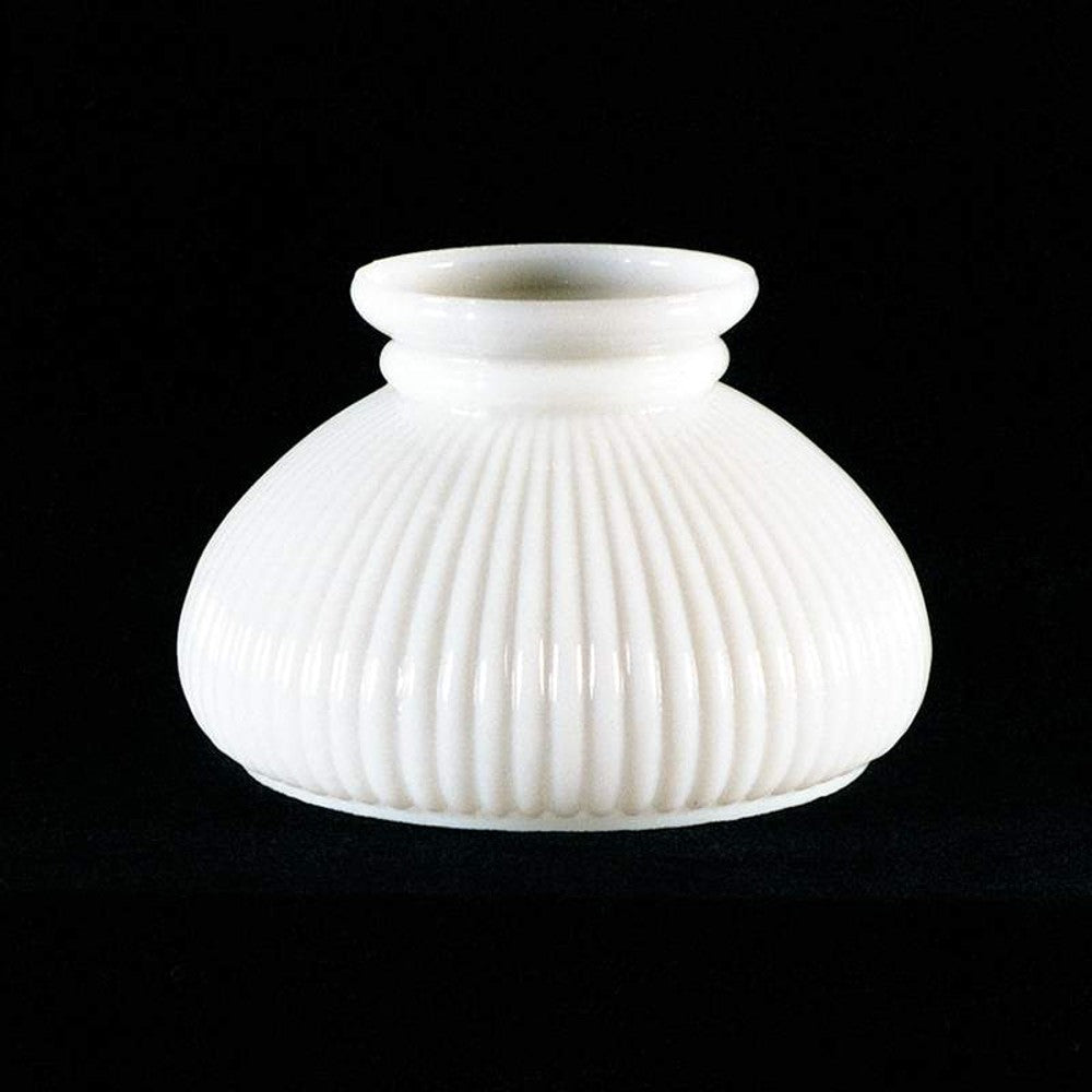 Handcrafted white ribbed glass lamp shade with opal finish, designed for oil lamps, suitable for Lamps & Lighting and Parts and Accessories collections.