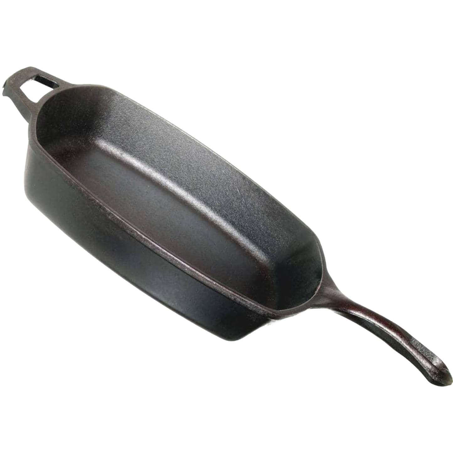Handcrafted cast iron square skillet with pre-seasoned surface, ergonomic handle, and sturdy helper grip, ideal for Kitchen & Food, Cookware, Cast Iron, USA Made, Best Sellers, and Promo Eligible collections.