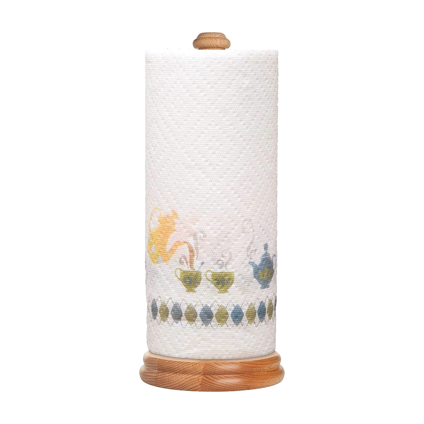 Beechwood paper towel holder with a smooth, rounded base and top knob, designed as a practical countertop helper in Home & Decor and Household Helpers collections.